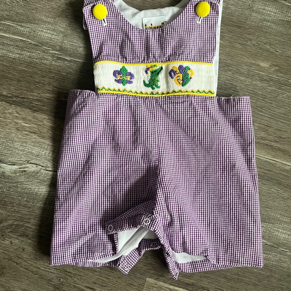 Charming Mardi Gras Purple Checkered Kids Bodysuit